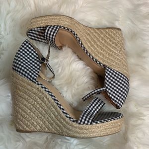 Espadrille Wedge sandals black and white gingham